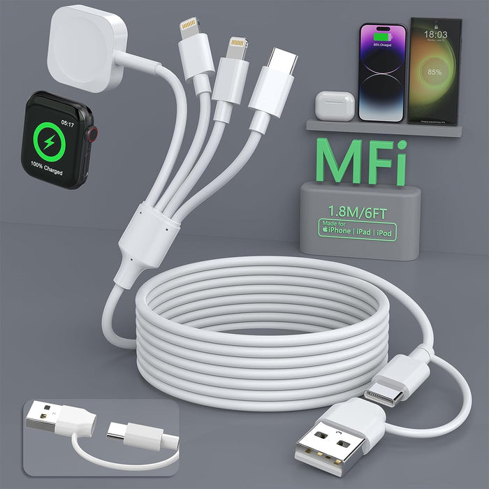 4-in-2 universal charging cable for phones, tablets, air pods, GPS, games etc.