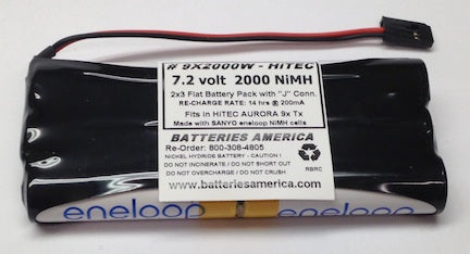 9x2000W : 7.2 volt 2000mAh battery for HiTEC Aurora 9x  54130