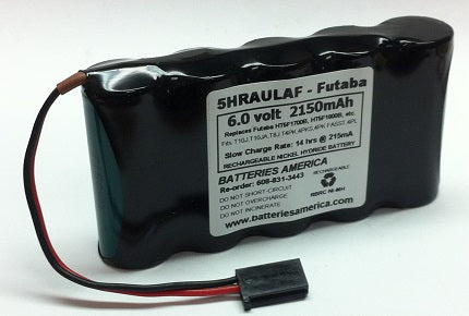 5HRAULAF : 6.0 volt 2150mAh NiMH battery for Futaba. Replaces HT5F1800B, HT5F1700B