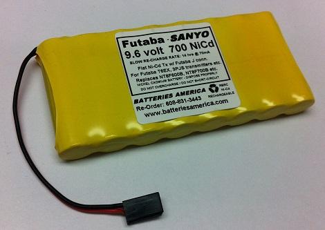 9.6Tx-FLAT-AA: 9.6 volt NiCd Flat Battery Packs for RC Transmitters. Choose connector