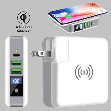 Qi-PowerBank : Wireless Charger, AC-USB charger, PowerBank all-in-one