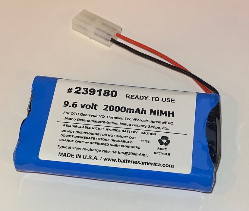 239180: 9.6 volt  rechargeable NiMH battery for OTC, Genisys, EVO, Matco, Cornwell