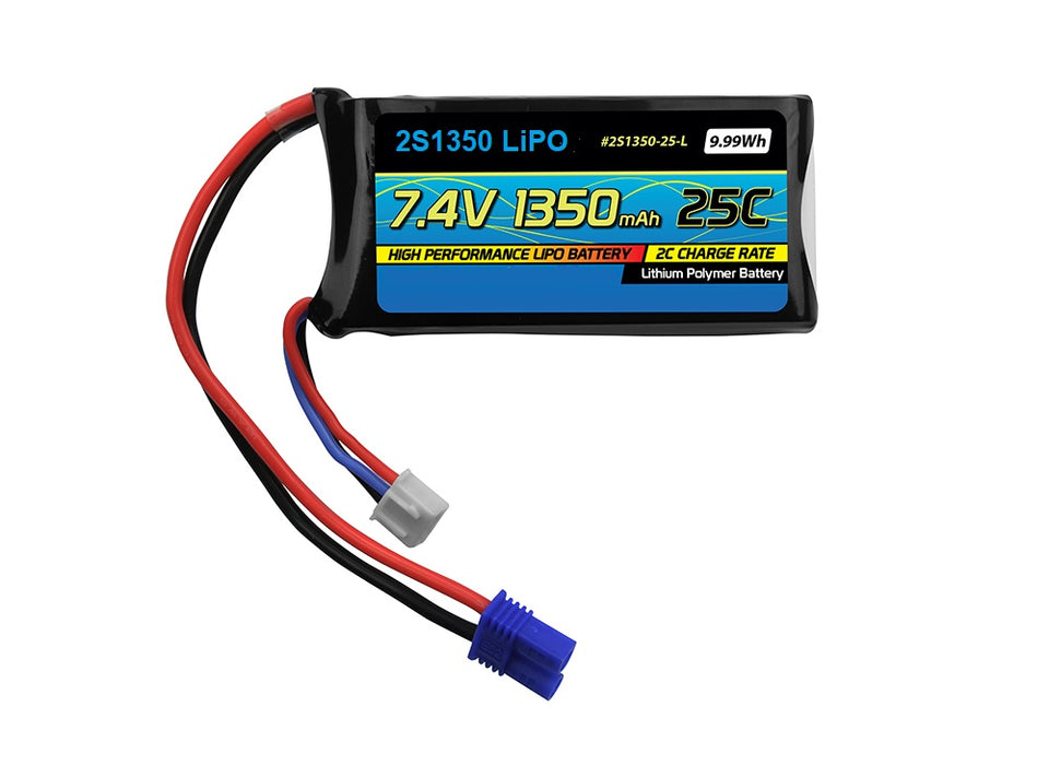 2S1350 : 7.4volt 1350 mAh LiPO battery for RC electric