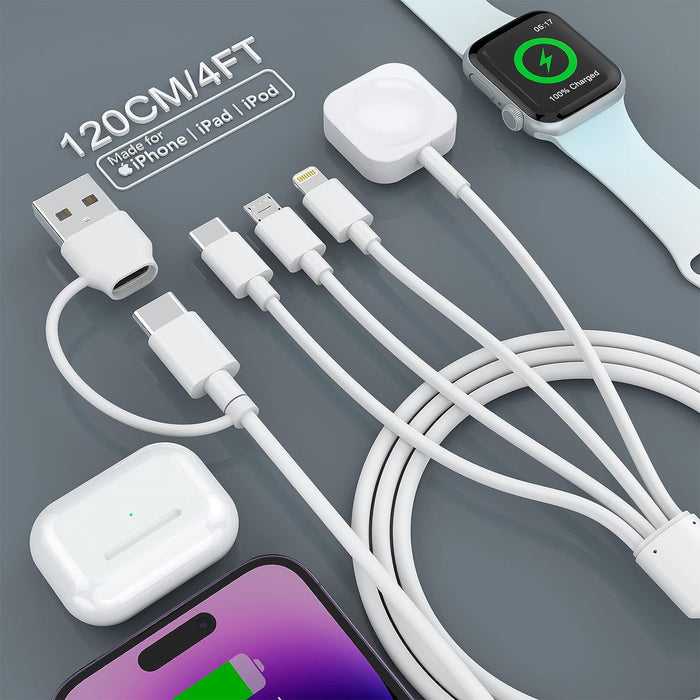 4-in-2 universal charging cable for phones, tablets, air pods, GPS, games etc.