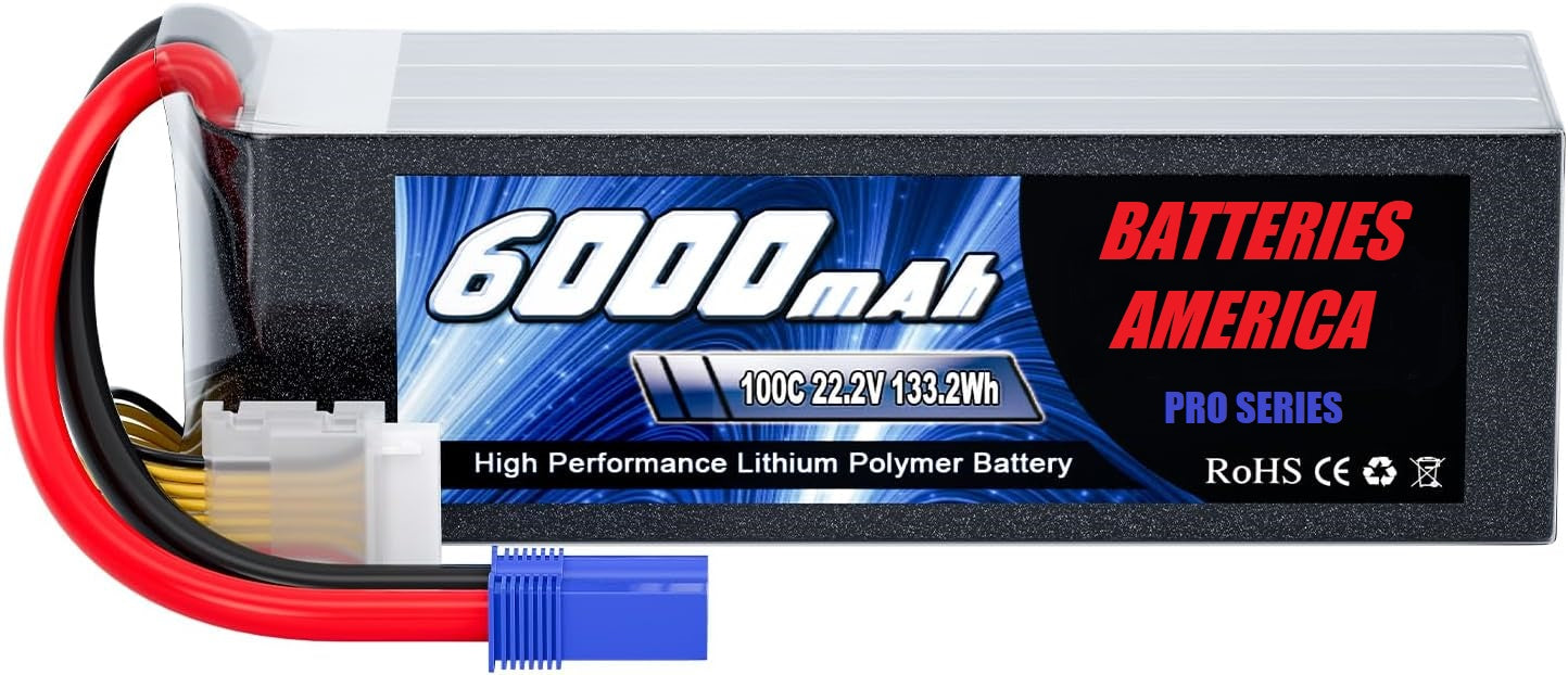 6S6000EC5: 6S 22.2 volt 6000mAh 100C LiPO battery for RC electric motors