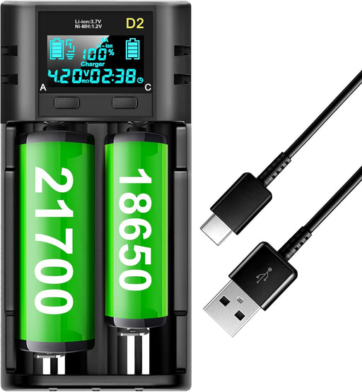 BC-D2 : Dual-Slot Smart Charger for Li-ION 18650 14500, 21700 Batteries America BC-D2 : Dual-Slot Smart Charger for Li-ION 18650 14500, 21700 Batteries America