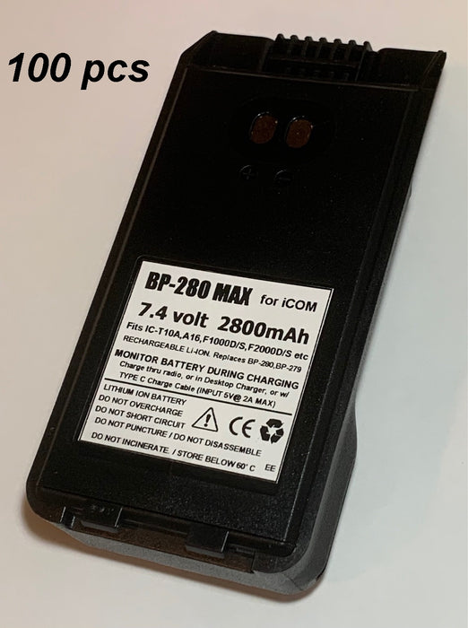 100 pcs of BP-280 : 7.2v 2800mAh battery for ICOM IC-A16, IC-T10, IC-F1000, IC-F2000, IC-V88 (Copy)