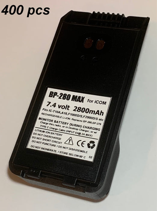 400 pcs of BP-280 : 7.2v 2400mAh battery for ICOM IC-A16, IC-T10, IC-F1000, IC-F2000, IC-V88