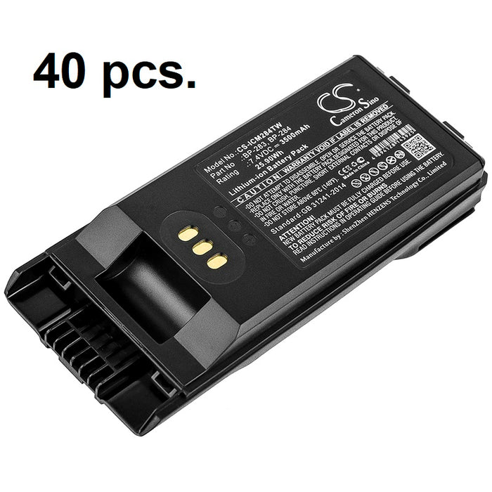 40 pcs of BP-284 : Battery for Icom IC-F3400, IC-F3400DS, IC-F3400DP etc.- Replaces Icom BP-283, BP-284, BP-303