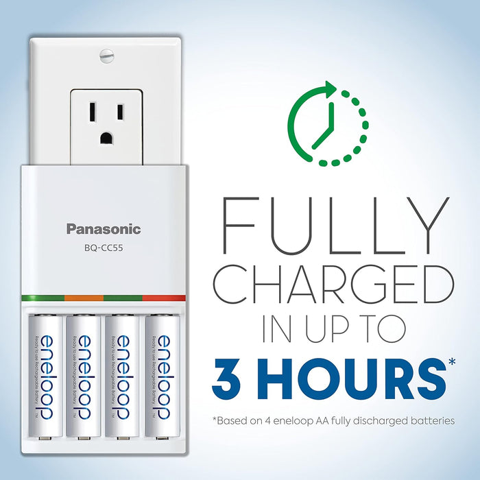 BQ-CC55 : Panasonic-brand 3-hour Rapid Charger for AA & AAA NiMH