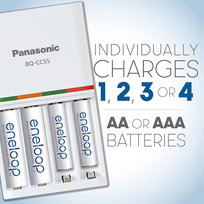 BQ-CC55 : Panasonic-brand 3-hour Rapid Charger for AA & AAA NiMH
