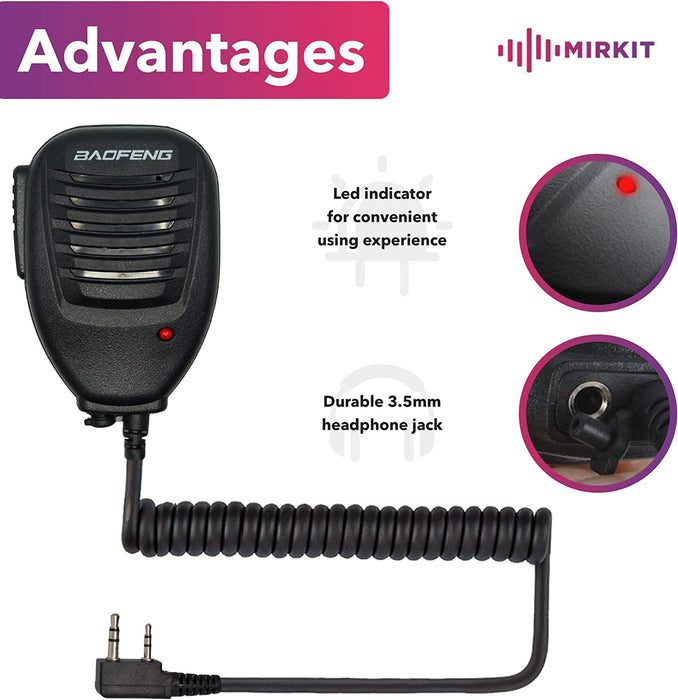 PTT-BK : Speaker Microphone for Baofeng, Kenwood Wouxun TYT radios etc.