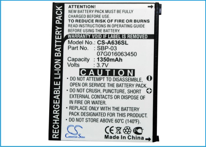 CS-A636SL : Battery for Asus Mypal A630, Mypal A632, Mypal A632N and others - Replaces Asus SBP-03