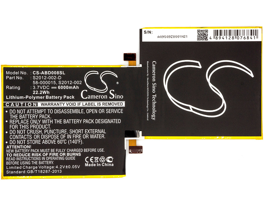 CS-ABD008SL : Battery for Amazon Kindle Fire 8.9", KINDLEFIREHD89, KINDLEFIREHD894G and others - Replaces Amazon S2012-002-D, 58-000015, S2012-002 and others