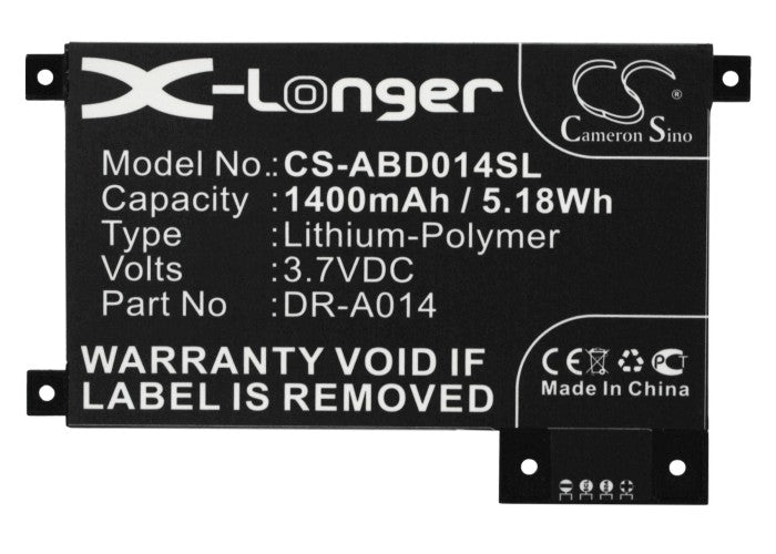 CS-ABD014SL : Battery for Amazon Kindle touch, D01200, DR-A014 and others - Replaces Amazon DR-A014, 170-1056-00, S2011-002-A and others