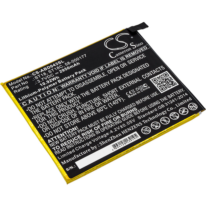 CS-ABD043SL : Battery for Amazon Kindle Fire 7", Kindle Fire 7th Generation 2017, B01GEW27DA and others - Replaces Amazon ST18, ST18C, 58-000177 and others