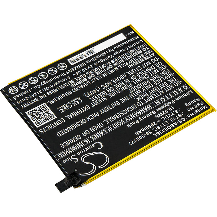 CS-ABD043SL : Battery for Amazon Kindle Fire 7", Kindle Fire 7th Generation 2017, B01GEW27DA and others - Replaces Amazon ST18, ST18C, 58-000177 and others
