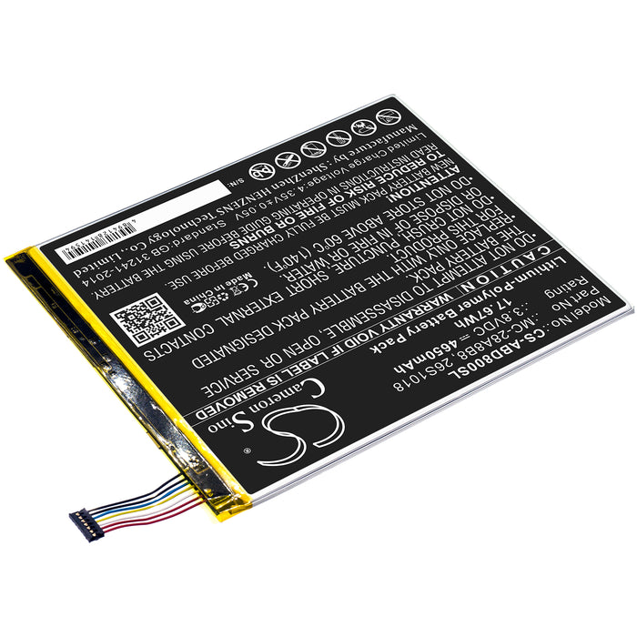 CS-ABD800SL : Battery for Amazon Kindle Fire HD 8, PR53DC - Replaces Amazon 26S1018, 58-000161, MC-28A8B8