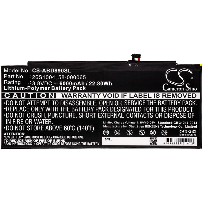 CS-ABD890SL : Battery for Amazon Kindle Fire HDX 8.9, GU045RW, Kindle Fire HDX 8.9 3rd and others - Replaces Amazon 26S1004, 58-000065, 26S1004-A and others