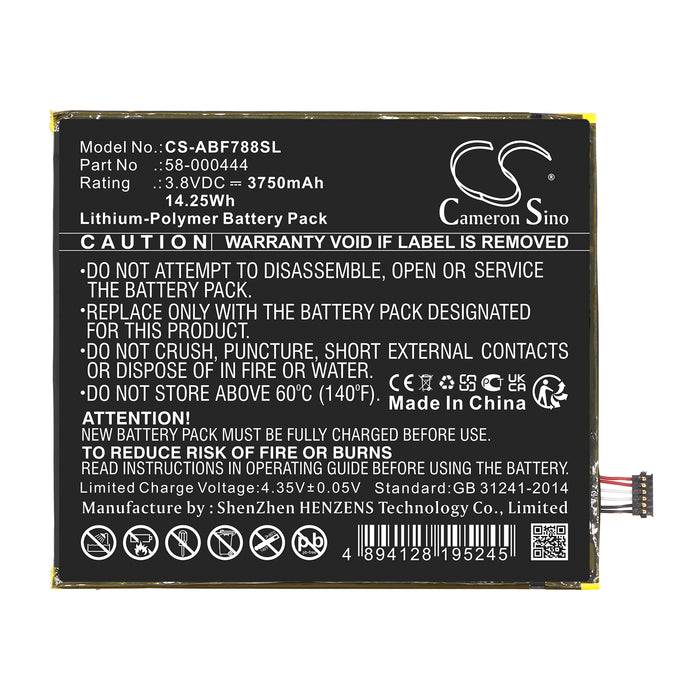 CS-ABF788SL : Battery for Amazon Kindle Fire 7 2th,  P8AT8Z, P8AT8Z - Replaces Amazon  26S1028, 58-000444,  ST40 and others