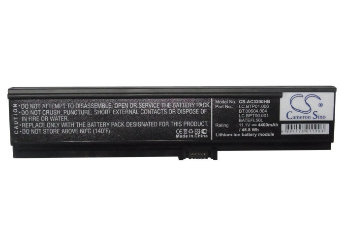 CS-AC3200HB : Battery for Acer AS36802682, Aspire 3050, Aspire 3050-1733 and others - Replaces Acer LC.BTP01.006, BATEFL50L, BATEFL50L6C40 and others