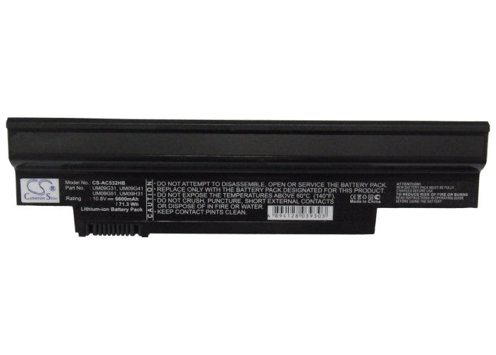 CS-AC532HB : Battery for Acer Aspire one 532h-2Db, Aspire one 532h-2Dr, Aspire one 532h-2Ds and others - Replaces Acer UM09G31, UM09G41, UM09G51 and others