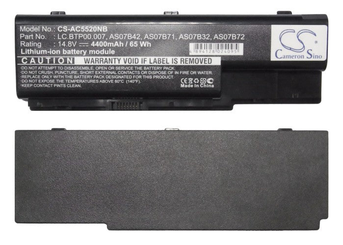 CS-AC5520NB : Battery for Acer Aspire 7520, Aspire 6920-6621, Aspire 5920G-302G25Hi and others - Replaces Acer AS07B32, AS07B72, AS07B42 and others