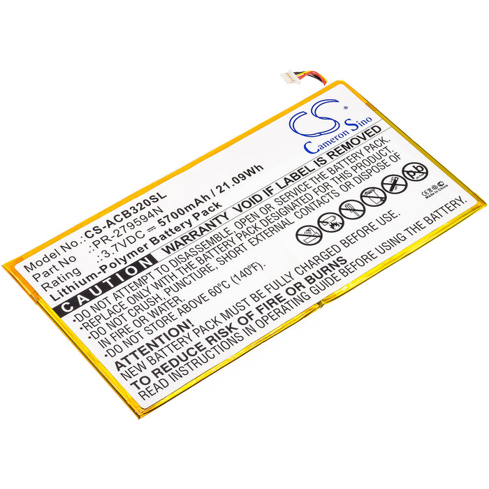 CS-ACB320SL : Battery for Acer Iconia One 10 B3-A20, Iconia Tab 10 A3-A40, A5008 and others - Replaces Acer PR-279594N, PR-279594N(1ICP3/95/94-2), KT.0020H.002