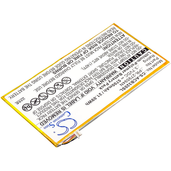 CS-ACB320SL : Battery for Acer Iconia One 10 B3-A20, Iconia Tab 10 A3-A40, A5008 and others - Replaces Acer PR-279594N, PR-279594N(1ICP3/95/94-2), KT.0020H.002