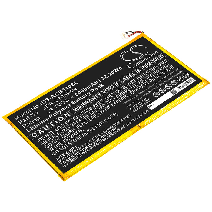 CS-ACB340SL : Battery for Acer Iconia One 10 B3-A40 - Replaces Acer PR-279594N, PR-279594N(1ICP3/95/94-2)