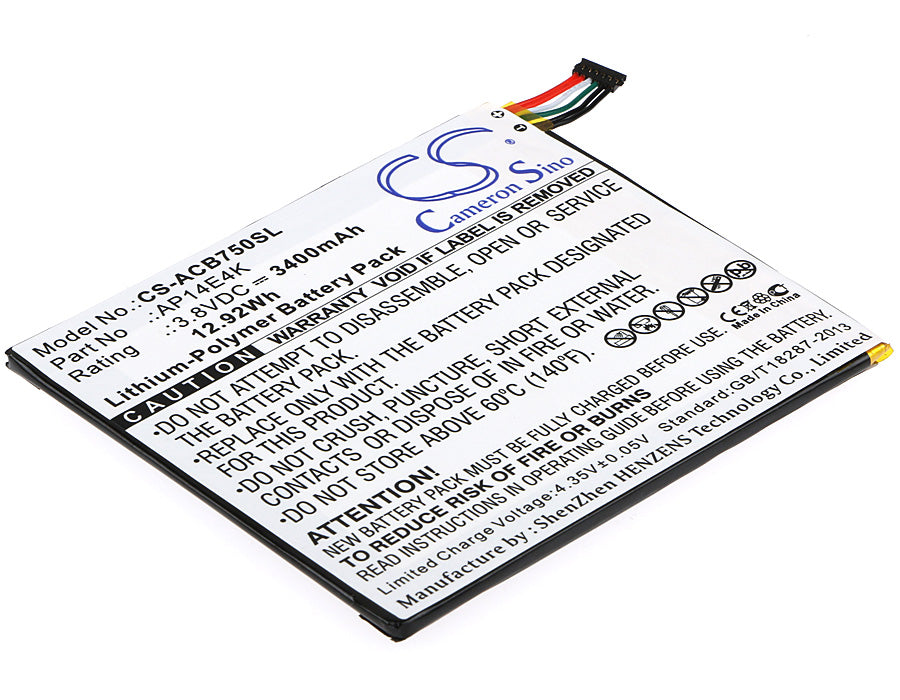 CS-ACB750SL : Battery for Acer Iconia One 7 B1-750 - Replaces Acer AP14E4K, AP14E4K (1ICP4/86/94), KT00104001 and others