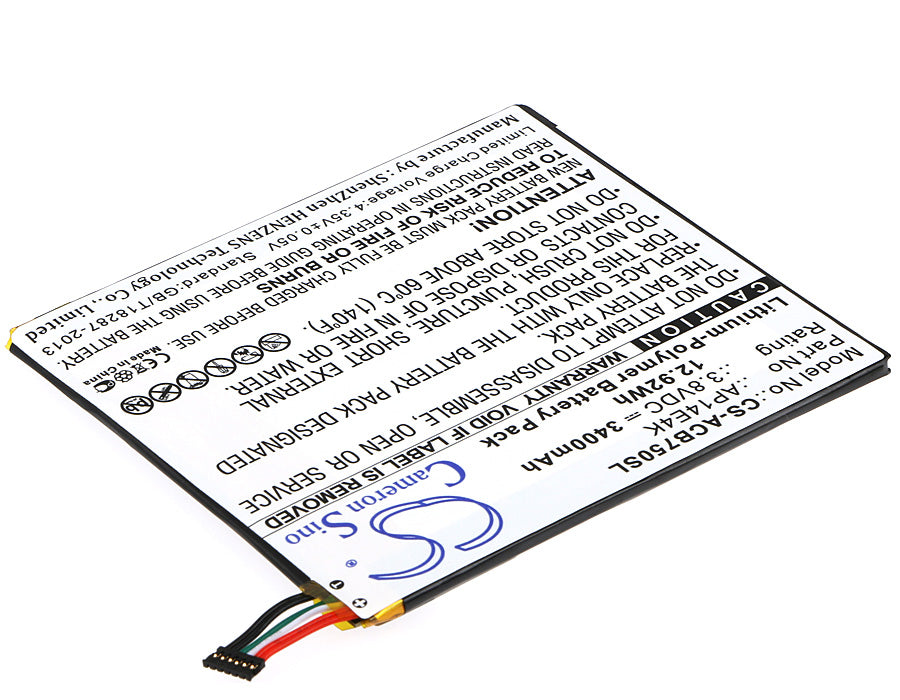 CS-ACB750SL : Battery for Acer Iconia One 7 B1-750 - Replaces Acer AP14E4K, AP14E4K (1ICP4/86/94), KT00104001 and others