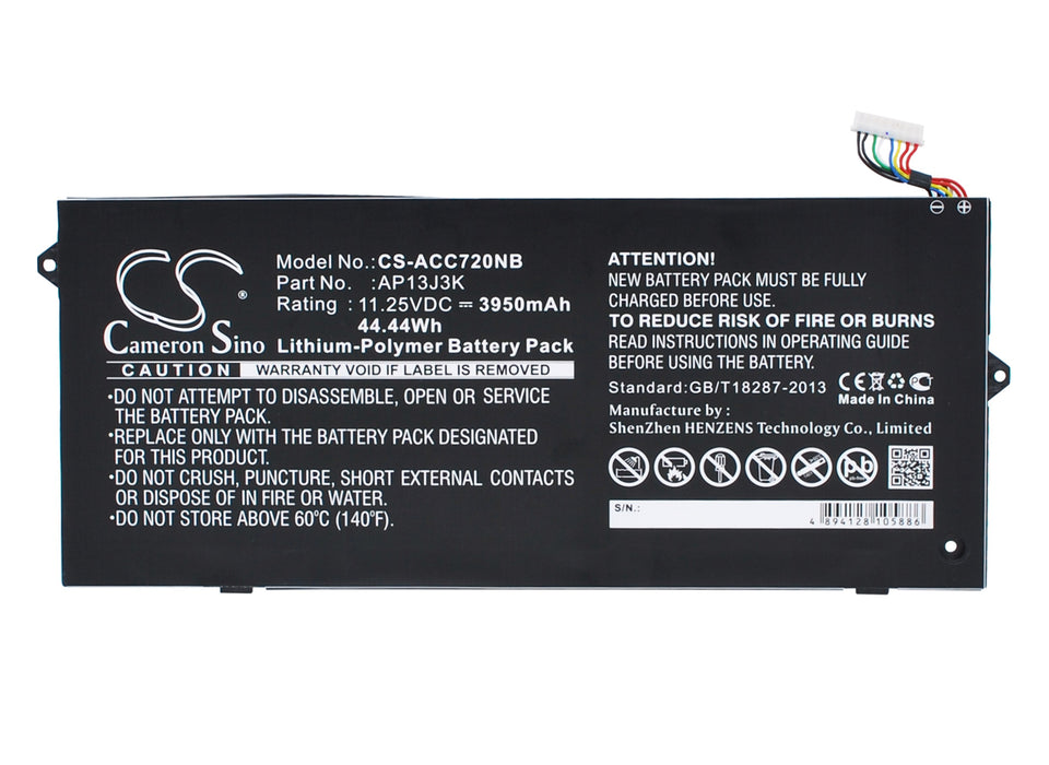 CS-ACC720NB : Battery for Acer Chromebook 11.6", Chromebook C720, Chromebook C720P and others - Replaces Acer AP13J3K, KT.00304.001, AP13J3K(3ICP5/67/90) and others