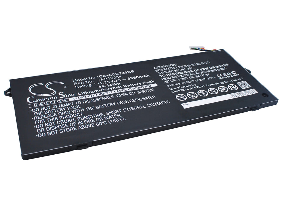 CS-ACC720NB : Battery for Acer Chromebook 11.6", Chromebook C720, Chromebook C720P and others - Replaces Acer AP13J3K, KT.00304.001, AP13J3K(3ICP5/67/90) and others