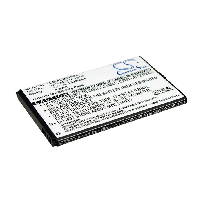 CS-ACM310SL : Battery for Acer Allegro, M310, W4 - Replaces Acer BAT-310 (1ICP5/42/61), UF424261F 1S1P, BT-0010S.002 and others