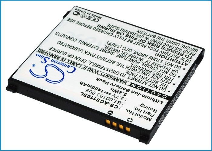 CS-ACS110SL : Battery for Acer Liquid S110, Stream, NeoTouch S110 and others - Replaces Acer BT.00103.002, 1UF504553-1-T0582