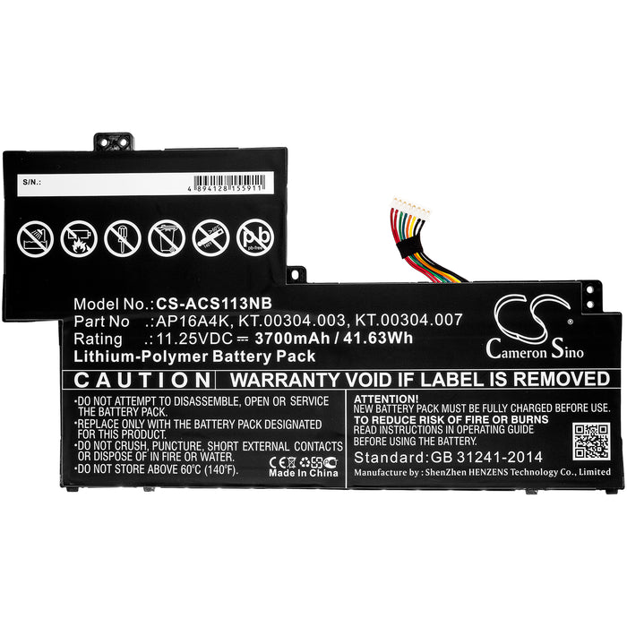 CS-ACS113NB : Battery for Acer Swift 1 SF113-31-P2VH, Swift 1 SF113-31-P87M, Swift 1 SF113-31-P1YS and others - Replaces Acer AP16A4K, KT.00304.003, KT.00304.007