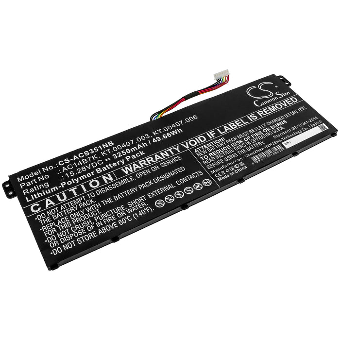 CS-ACS351NB : Battery for Acer Spin 5 SP515-51GN-84KQ, Swift 3 SF314-56-H38Q/P, Swift 3 SF314-56G-522J and others - Replaces Acer AC14B7K, KT.00407.003, KT.00407.006