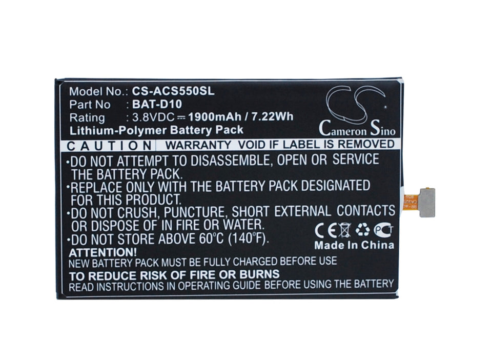 CS-ACS550SL : Battery for Acer Liquid Jade S, S56, Liquid Jade Z and others - Replaces Acer BAT-D10, CA325685G, KT.0010B-009