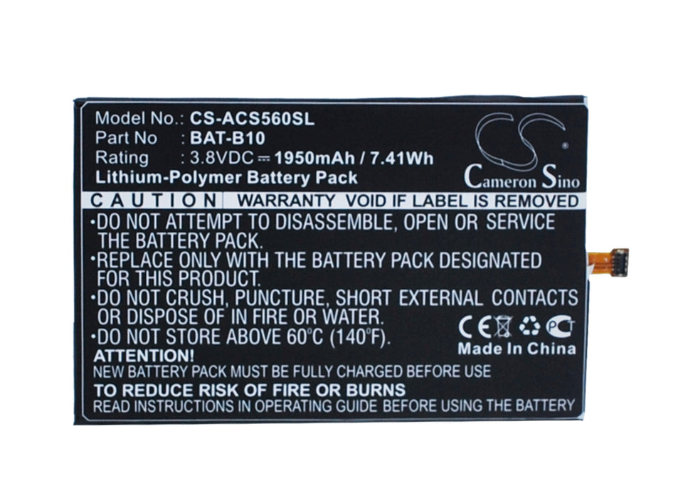 CS-ACS560SL : Battery for Acer Liquid Jade, Liquid Jadeplus, S55 - Replaces Acer BAT-B10, PGF295686HT, KT.0010S.013