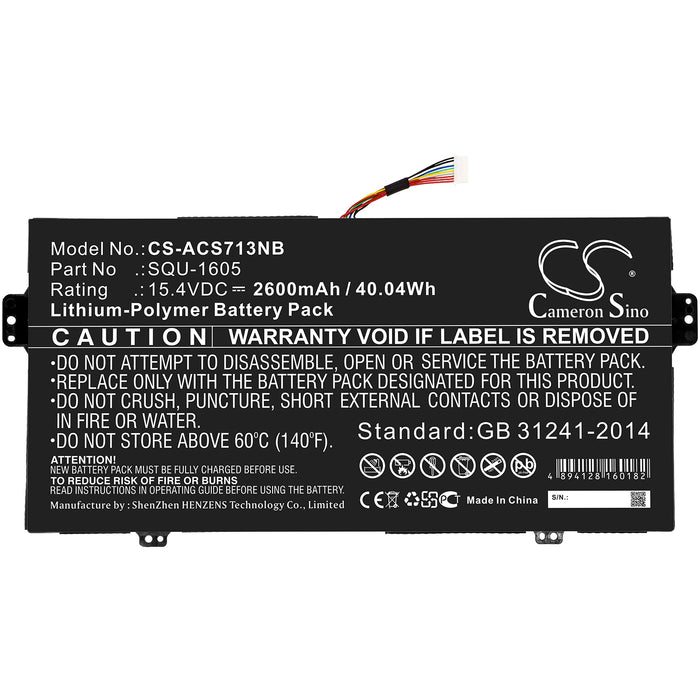 CS-ACS713NB : Battery for Acer SF713-51-M0AK, SF713-51-M16U, SF713-51-M6VV and others - Replaces Acer SQU-1605