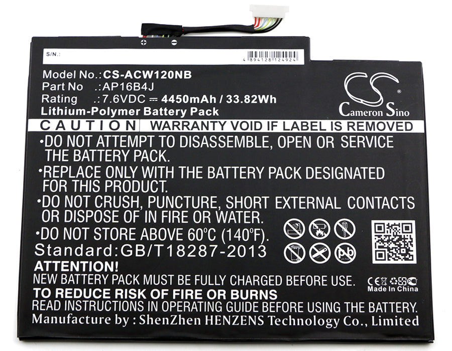 CS-ACW120NB : Battery for Acer Aspire Switch Alpha 12, SA5-271, Switch 5 SW512-52P-50Q and others - Replaces Acer AP16B4J, KT.00204.003, NT.LCDAA.014 and others