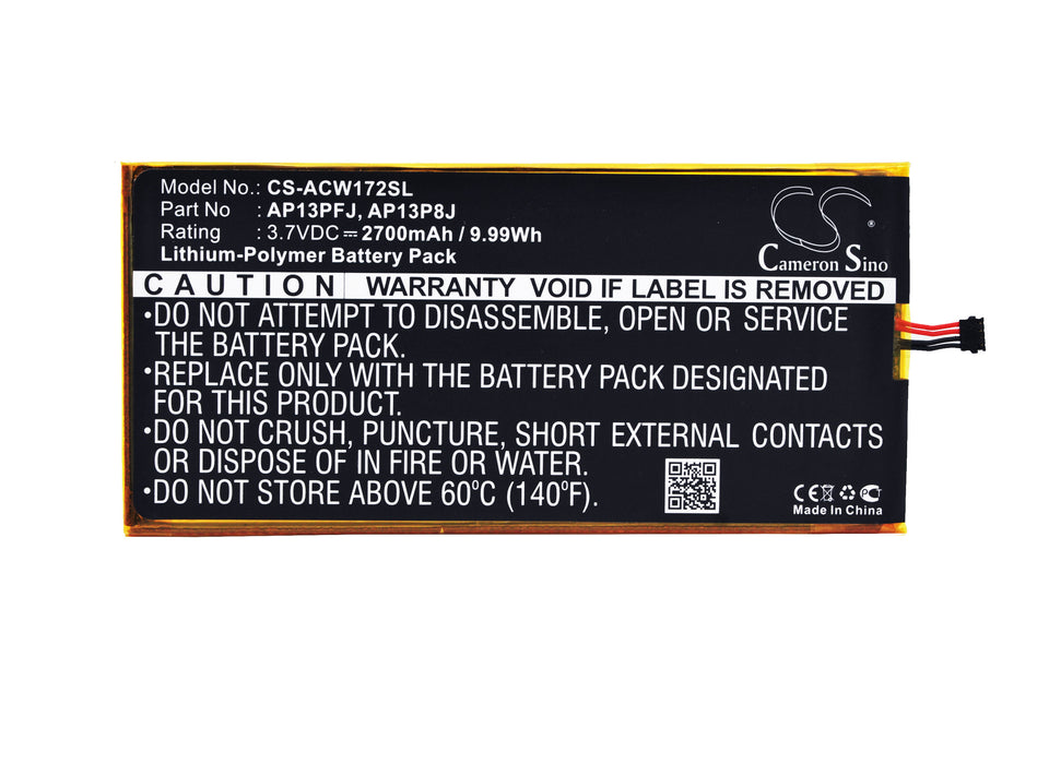 CS-ACW172SL : Battery for Acer Iconia B1-720, Iconia B1-720-L864, Iconia B1-720-81111G01nki and others - Replaces Acer AP13PFJ, AP13P8J, AP13P8J(1ICP4/58/102) and others