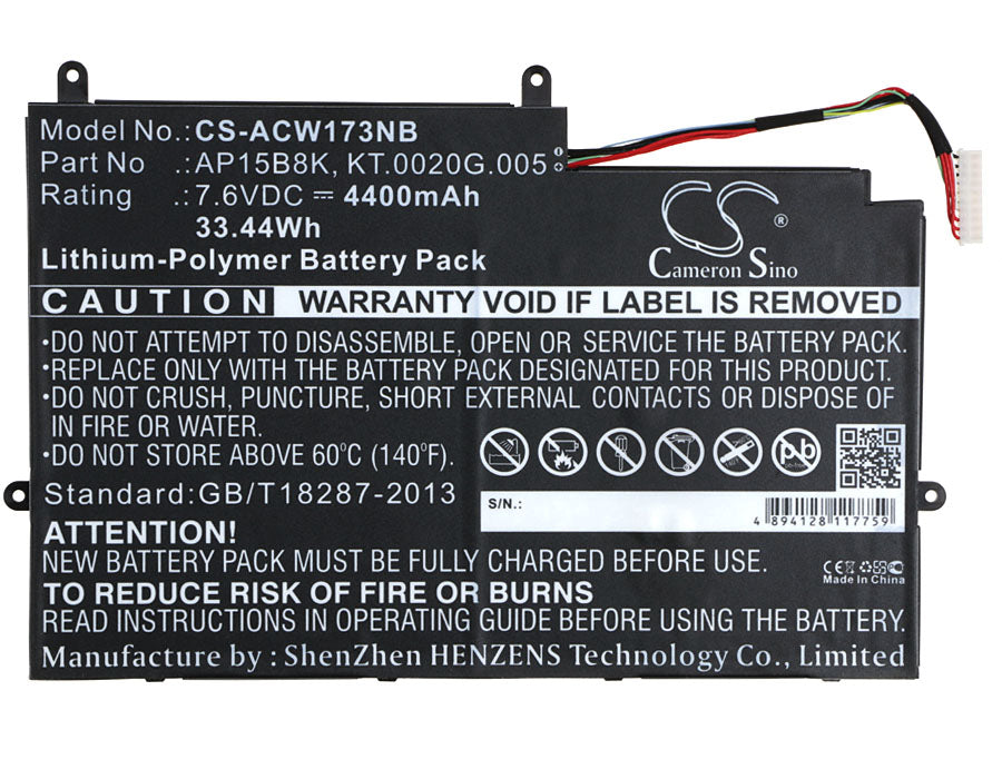 CS-ACW173NB : Battery for Acer Aspire Switch 11 SW5-173, Aspire Switch 11 SW5-173P, Switch 11 and others - Replaces Acer AP15B8K, KT.0020G.005, AP15B8K (2ICP3/100/107)