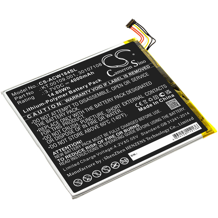 CS-ACW184SL : Battery for Acer Iconia Tab A1-840, Iconia A1-840FHD-10G2, Iconia A1-840FHD-197C and others - Replaces Acer KT.00109.001, 30107108