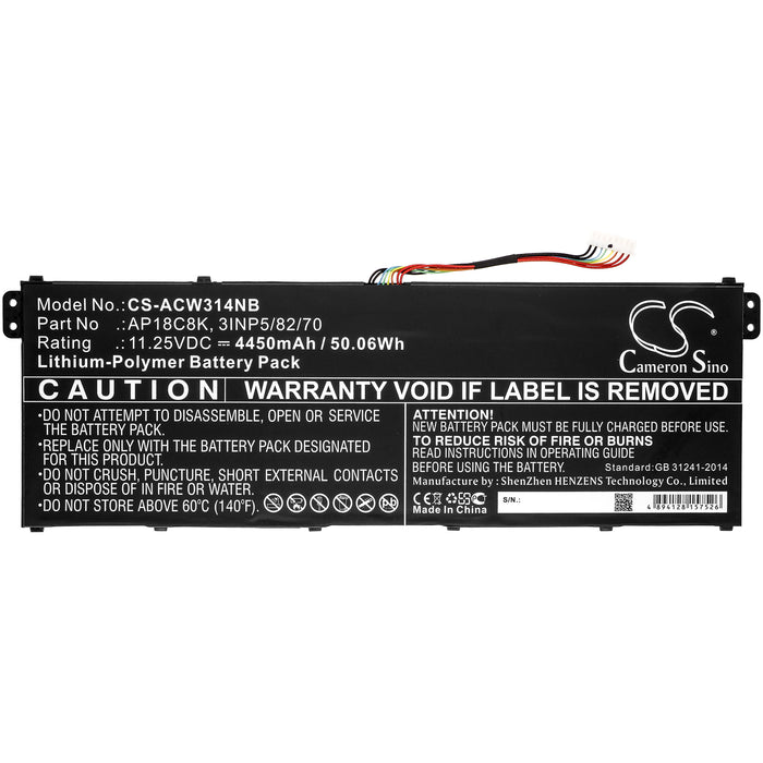 CS-ACW314NB : Battery for Acer Swift 3 SF314-57G-7448, Swift 3 SF314-58G-72FD, Swift 3 SF314-57G-59V7 and others - Replaces Acer AP18C8K, 3INP5/82/70