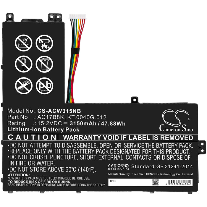 CS-ACW315NB : Battery for Acer Swift 3 SF315-52G-54DA, Swift 3 SF315-52G-89HT, Swift 3 SF315-52-58FQ and others - Replaces Acer AC17B8K, KT.0040G.012