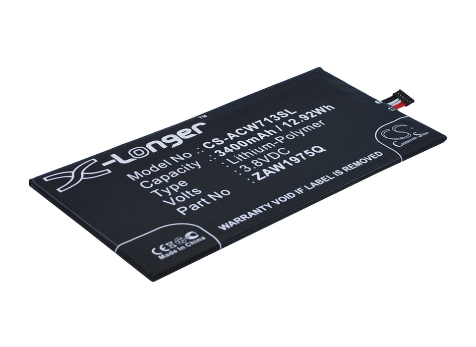 CS-ACW713SL : Battery for Acer Iconia Tab 7, A1-713, A1-713HD - Replaces Acer ZAW1975Q, ZAW1975Q 1/ICP3/61/127, Aprilia and others