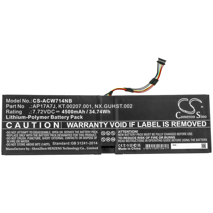 CS-ACW714NB : Battery for Acer Swift 7 SF714-51T-M1F6, Swift 7 SF714-51T-M3JU, Swift 7 SF714-51T-M4PV and others - Replaces Acer AP17A7J, KT.00207.001, NX.GUHST.002