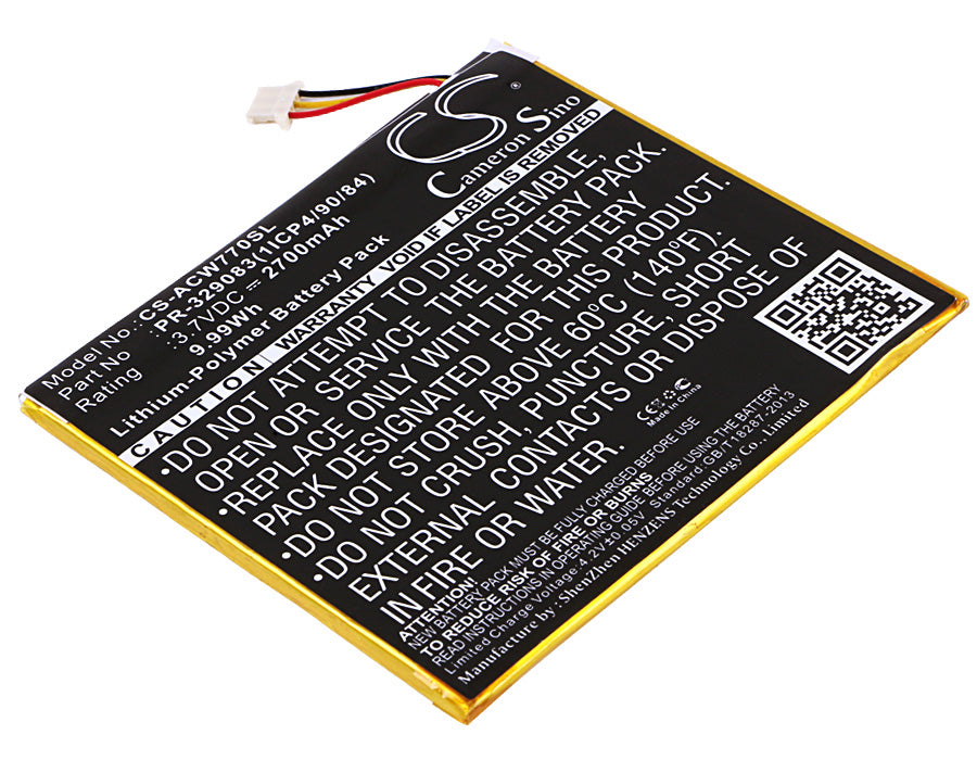 CS-ACW770SL : Battery for Acer Iconia One 7 B1-770 - Replaces Acer KT.0010H.003, PR-329083(1ICP4/90/84), PR-329083